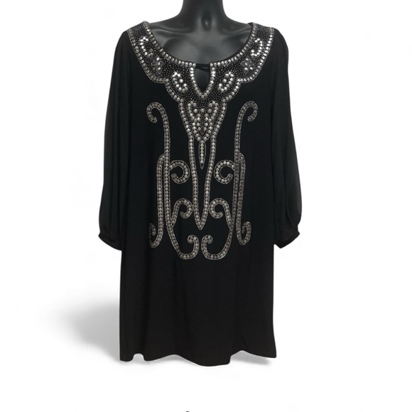 B. Smart Dresses & Skirts - LBD NYE Ready Size 16W Black Beaded Cocktail Silver Embellished Party Dress